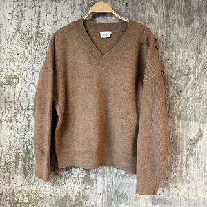 KORYE Women's V-Neck Sweater Size S In Tan